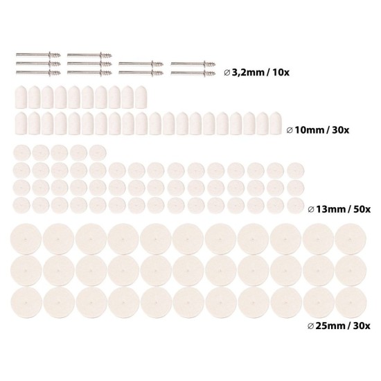 Plstené leštiace kotúče, sada 120ks EXTOL PREMIUM Plstené leštiace kotúče, sada 120ks EXTOL PREMIUM