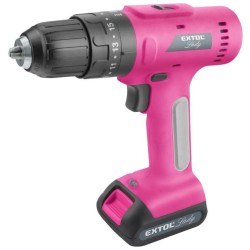 Akumulátorový vŕtací skrutkovač s príklepom, ružová, 12V Li-ion, 2000mAh, sada 27ks EXTOL LADY Akumulátorový vŕtací skrutkovač s príklepom, ružová, 12V Li-ion, 2000mAh, sada 27ks EXTOL LADY
