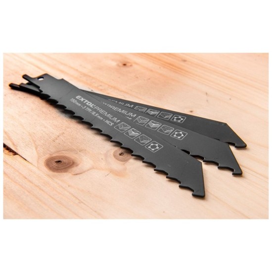 List chvostovej píly 3ks, 200x19x1,25mm, HCS EXTOL PREMIUM List chvostovej píly 3ks, 200x19x1,25mm, HCS EXTOL PREMIUM
