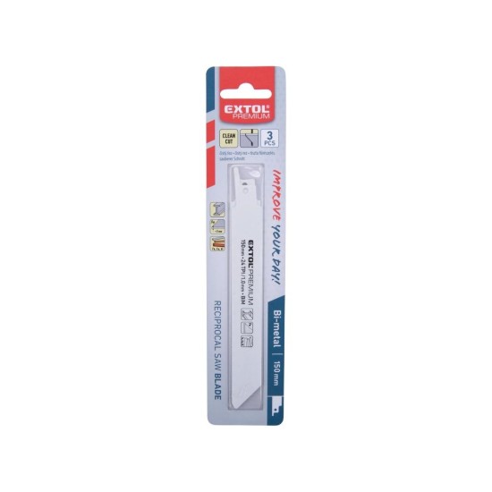 List chvostovej píly 3ks, 150x19x0,9mm, bimetalový EXTOL PREMIUM