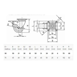 Náhradné otočné koleso TPR/polypropylén 50mm GEKO