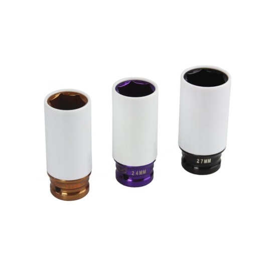 Nástrčné rázové hlavice 1/2" pre ALU kotúče 7ks, 17-27mm BJC