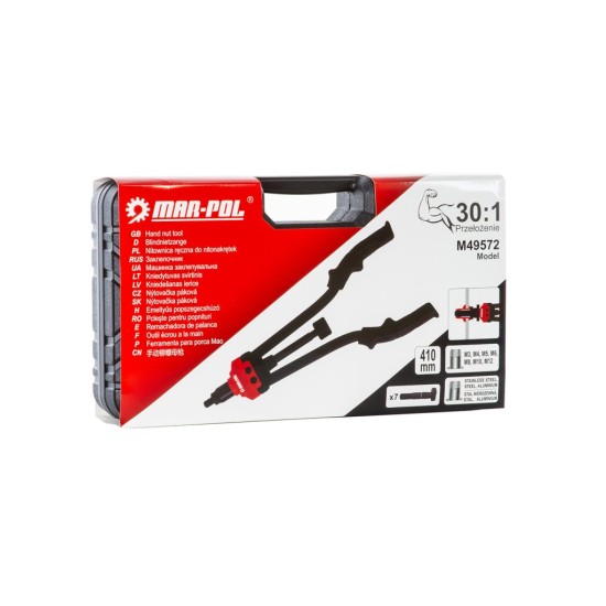 Predné nitovacie kliešte na nitovacie matice M3-M12 410mm MAR-POL Predné nitovacie kliešte na nitovacie matice M3-M12 410mm MAR-POL