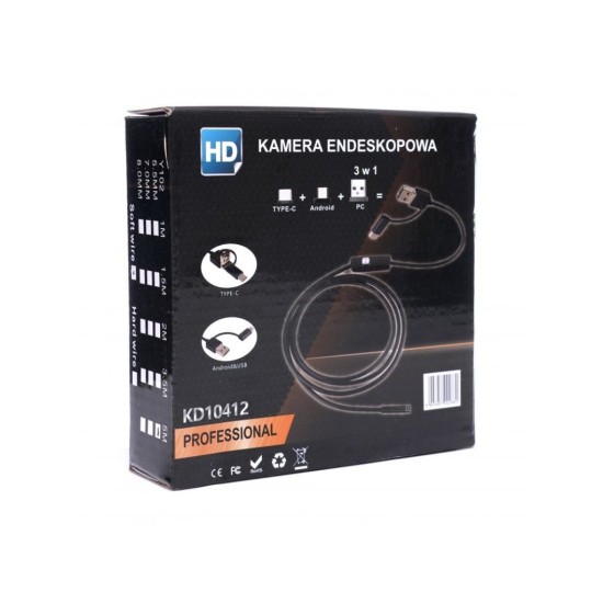 Inšpekčná kamera endoskopická USB 2.0, micro USB, USB-C KRAFT&DELE Inšpekčná kamera endoskopická USB 2.0, micro USB, USB-C KRAFT&DELE