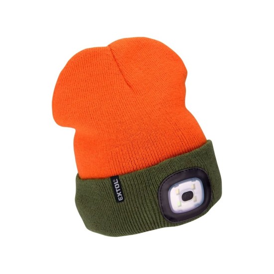 Kryt s čelovkou 4 x 45 lm USB nabíjanie žiarivka oranžová/khaki obojstranná EXTOL LIGHT