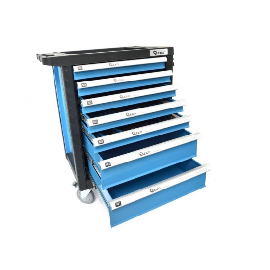 Dielenská mobilná skriňa 7 zásuviek s vybavením 162 ks GEKO Dielenská mobilná skriňa 7 zásuviek s vybavením 162 ks GEKO
