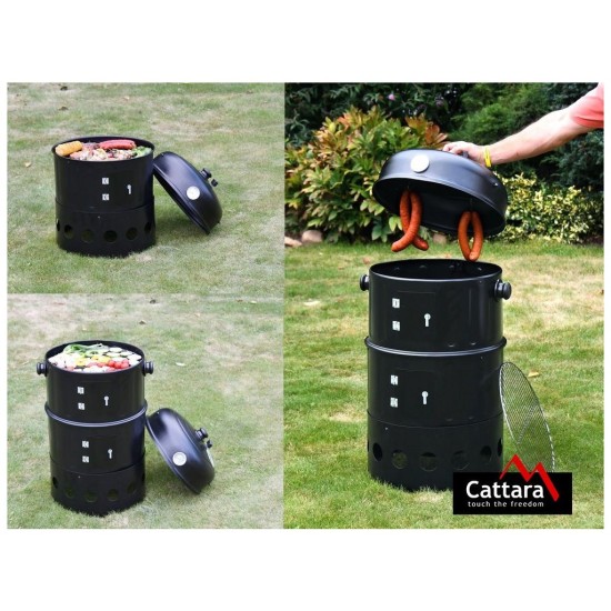 Gril - udiareň na drevené uhlie PISA 3v1 40cm CATTARA Gril - udiareň na drevené uhlie PISA 3v1 40cm CATTARA