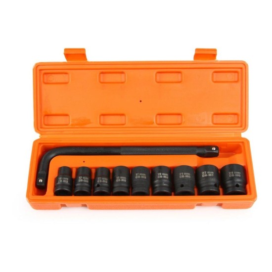 Nástrčné hlavy 10-24mm, 1/2", sada 10ks, CrMo, 6-hrané v puzdre BJC