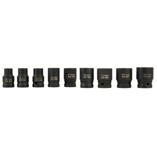 Nástrčné hlavy 10-24mm, 1/2", sada 10ks, CrMo, 6-hrané v puzdre BJC
