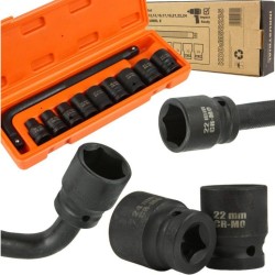 Nástrčné hlavy 10-24mm, 1/2", sada 10ks, CrMo, 6-hrané v puzdre BJC