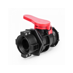 Guľový ventil pre IBC nádobu na vodu, vstup S60x6 s výstupom Camlock Typ A 2" s uzáverom