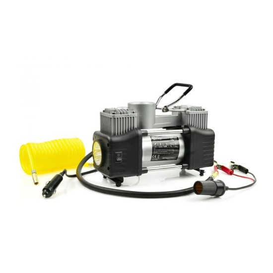 Dvojpiestový autokompresor 10bar, 12V s LED baterkou a príslušenstvom GEKO Dvojpiestový autokompresor 10bar, 12V s LED baterkou a príslušenstvom GEKO