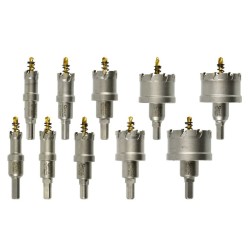 TCT Kovové korunkové vrtáky, 16 - 53 mm, súprava 10 ks GEKO