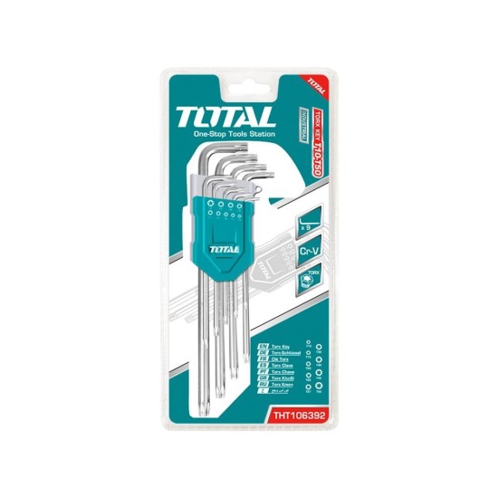 L-kľúče TORX predĺžené, sada 9ks, 10-50mm, CrV TOTAL