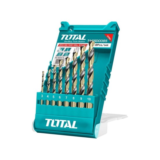 Sada vrtákov do kovu, 3-10mm, 8ks, HSS TOTAL