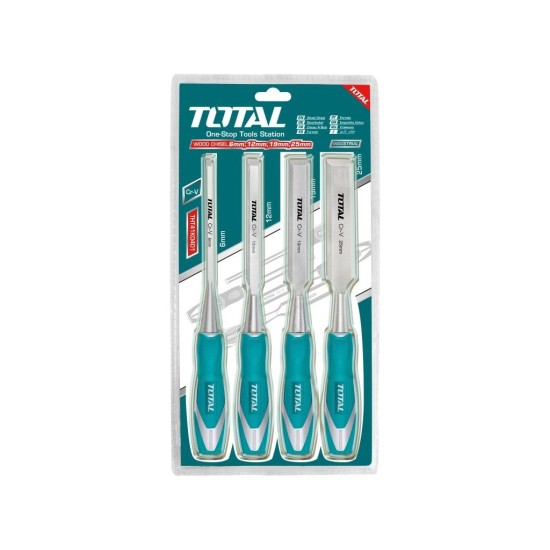 Dláta na dřevo, sada 4ks, industrial, CrV TOTAL Dláta na dřevo, sada 4ks, industrial, CrV TOTAL