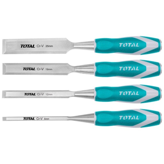 Dláta na dřevo, sada 4ks, industrial, CrV TOTAL Dláta na dřevo, sada 4ks, industrial, CrV TOTAL