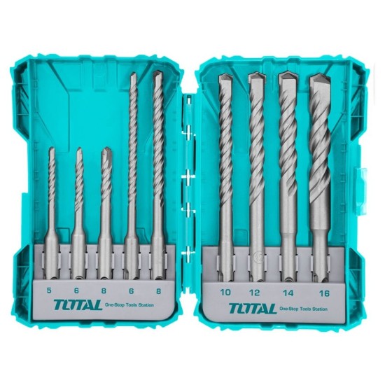 Vŕtačky do betónu, sada 9ks, 5-16mm, SDS Plus, priemyselné, TOTAL