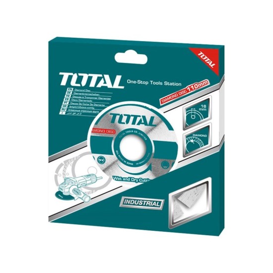 Segmentový diamantový rezací kotúč, 115x22,2mm, rezanie za sucha, TOTAL