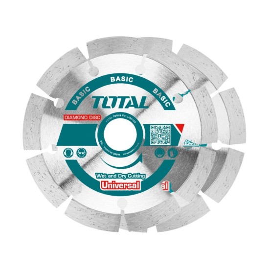 Segmentový diamantový rezací kotúč, 115x22,2mm, rezanie za sucha, TOTAL