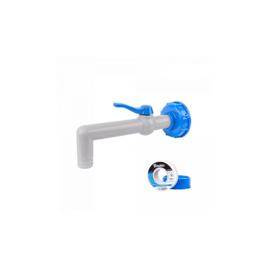 Sada pre IBC nádobu na vodu, 90° kohútik s prípojkou IBCS60x6 pre 1" hadice a PTFE pásku Sada pre IBC nádobu na vodu, 90° kohútik s prípojkou IBCS60x6 pre 1" hadice a PTFE pásku