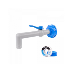 Sada pre IBC nádobu na vodu, 90° kohútik s prípojkou IBCS60x6 pre 1" hadice a PTFE pásku