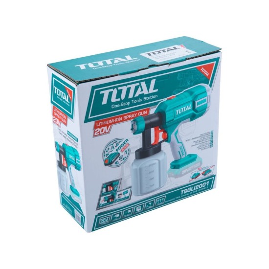 Aku stříkací pistole na barvu, 20V Li-ion, 2000mAh, bez baterie a nabíječky, TOTAL