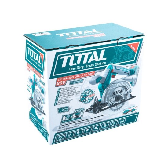 Aku kotoučová pila, 140mm, 20V Li-ion, 2000mAh, bez baterie a nabíječky, TOTAL Aku kotoučová pila, 140mm, 20V Li-ion, 2000mAh, bez baterie a nabíječky, TOTAL