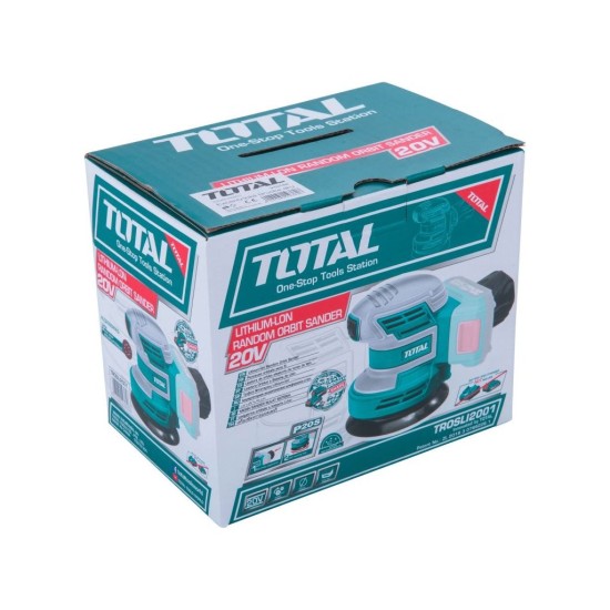 Aku excentrická bruska, 125mm, 20V Li-ion, 2000mAh, bez baterie a nabíječky, TOTAL