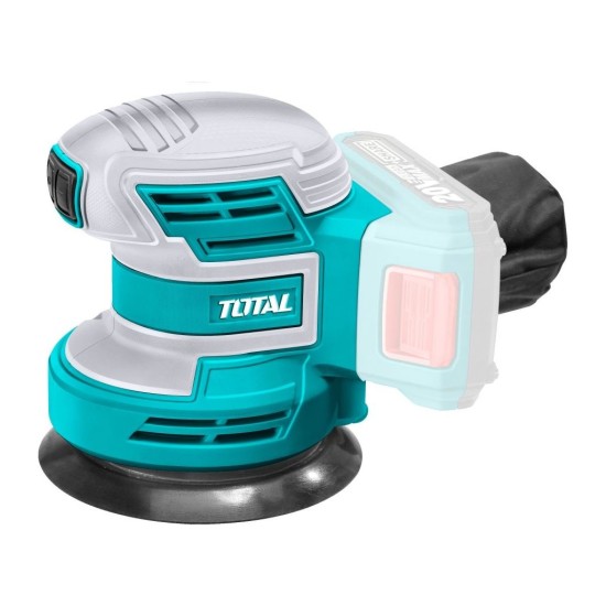 Aku excentrická bruska, 125mm, 20V Li-ion, 2000mAh, bez baterie a nabíječky, TOTAL