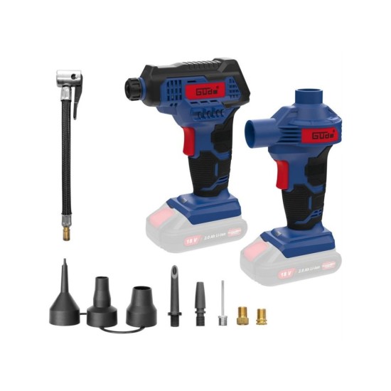 Súprava akumulátorového kompresora a vzduchového čerpadla KLS 180-0, 11-dielna GÜDE