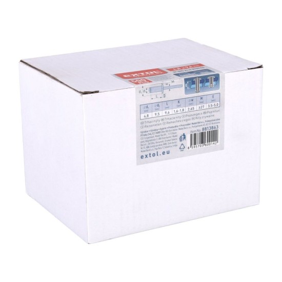Hliníková sada trhacích nitov 1000ks, ø 2,4x8mm plochá hlava EXTOL PREMIUM