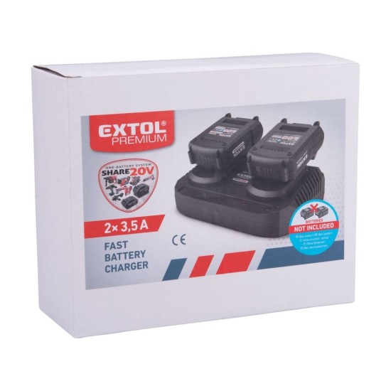 SHARE20V nabíjačka, 2x3,5A EXTOL PREMIUM SHARE20V nabíjačka, 2x3,5A EXTOL PREMIUM