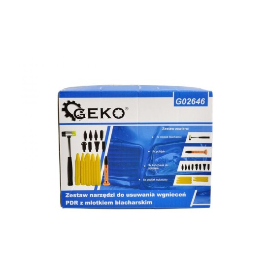Sada klampiarskeho kladiva, upevňovacích a závitorezných tyčí na preliačiny GEKO Sada klampiarskeho kladiva, upevňovacích a závitorezných tyčí na preliačiny GEKO