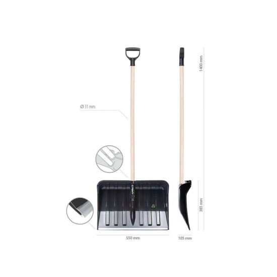 ALPINUS ECO Snow Rake Matte Black, 38,5x55cm, drevená rukoväť ALPINUS ECO Snow Rake Matte Black, 38,5x55cm, drevená rukoväť