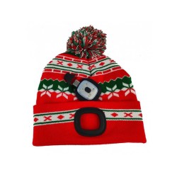 Čiapka s bambuľkou červeno-zelená, 4xSMD LED, USB nabíjanie Čiapka s bambuľkou červeno-zelená, 4xSMD LED, USB nabíjanie