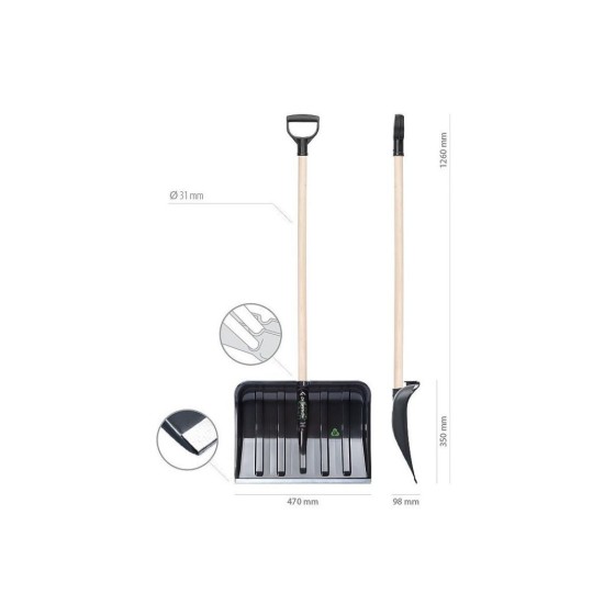 NONAME 47 ECO Hrable na sneh matná čierna, 35x47cm, drevená rukoväť NONAME 47 ECO Hrable na sneh matná čierna, 35x47cm, drevená rukoväť