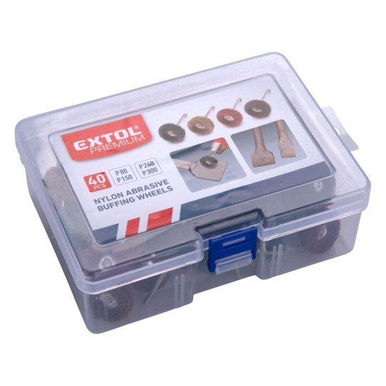 Nylonové brúsne kefy, sada 40ks, P80, P150, P240, P300 EXTOL PREMIUM Nylonové brúsne kefy, sada 40ks, P80, P150, P240, P300 EXTOL PREMIUM