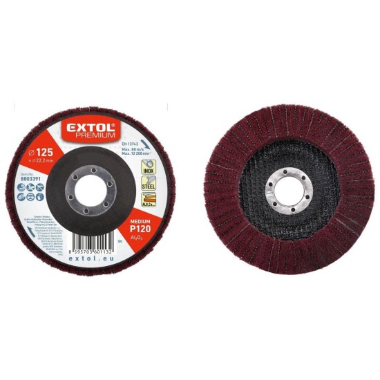 Korundový brúsny rúnový kotúč P120, 125x15mm EXTOL PREMIUM Korundový brúsny rúnový kotúč P120, 125x15mm EXTOL PREMIUM