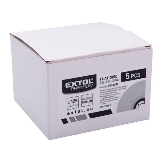 Leštiace koliesko plsť/plsť, po celom obvode rovné, 125x15mm EXTOL PREMIUM Leštiace koliesko plsť/plsť, po celom obvode rovné, 125x15mm EXTOL PREMIUM