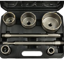 Korunkové vrtáky do betónu SDS-PLUS, SDS-MAX 30-100mm, sada 9ks GEKO Korunkové vrtáky do betónu SDS-PLUS, SDS-MAX 30-100mm, sada 9ks GEKO