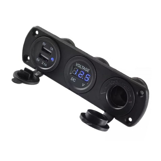 Zásuvka zapaľovača cigariet 12V, 2xUSB 5V, voltmeter KAXL Zásuvka zapaľovača cigariet 12V, 2xUSB 5V, voltmeter KAXL