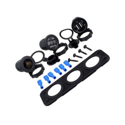 Zásuvka zapaľovača cigariet 12V, 2xUSB 5V, voltmeter KAXL