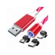 Magnetický USB nabíjací kábel s LED podsvietením, 3v1, 1m, červený KAXL Magnetický USB nabíjací kábel s LED podsvietením, 3v1, 1m, červený KAXL