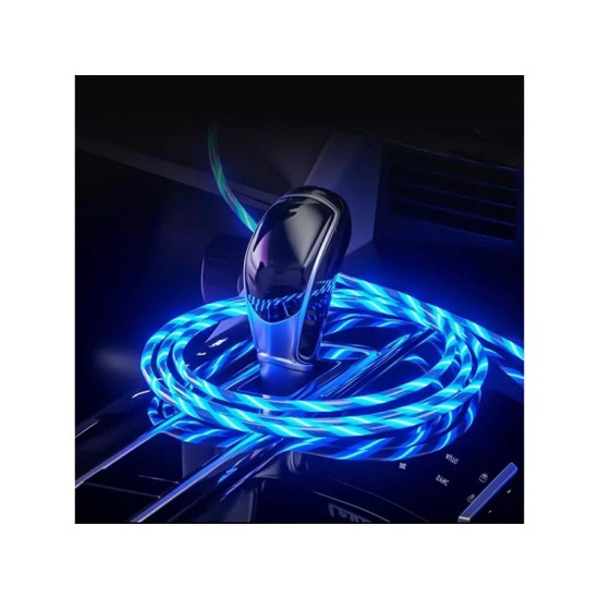 Magnetický USB nabíjací kábel s LED podsvietením, 3v1, 1m, modrý KAXL Magnetický USB nabíjací kábel s LED podsvietením, 3v1, 1m, modrý KAXL