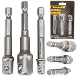 Sada vŕtacích adaptérov 1/2" 3/8" 1/4", 3ks, šesťhran POWERMAT Sada vŕtacích adaptérov 1/2" 3/8" 1/4", 3ks, šesťhran POWERMAT