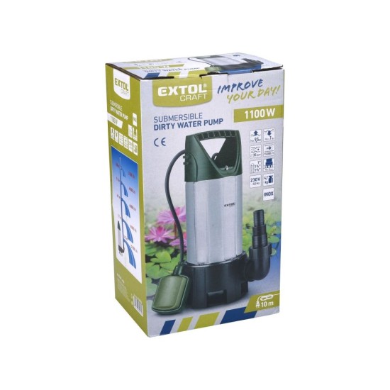 Ponorné čerpadlo z nehrdzavejúcej ocele na znečistenú vodu, 1100W, 15000l/h EXTOL PREMIUM
