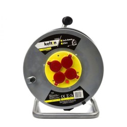 Predlžovací kábel na bubne 4 zásuvky 25m 3x2,5mm, kov KELTIN Predlžovací kábel na bubne 4 zásuvky 25m 3x2,5mm, kov KELTIN