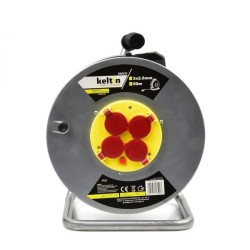 Predlžovací kábel 3x1,5mm², 50m, kovový bubon, 4 zásuvky KELTIN Predlžovací kábel 3x1,5mm², 50m, kovový bubon, 4 zásuvky KELTIN