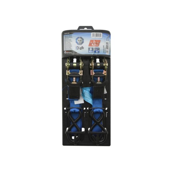 Račňový a háčikový popruh 2ks 250daN 25mm x 4,50m TÜV COMPASS Račňový a háčikový popruh 2ks 250daN 25mm x 4,50m TÜV COMPASS